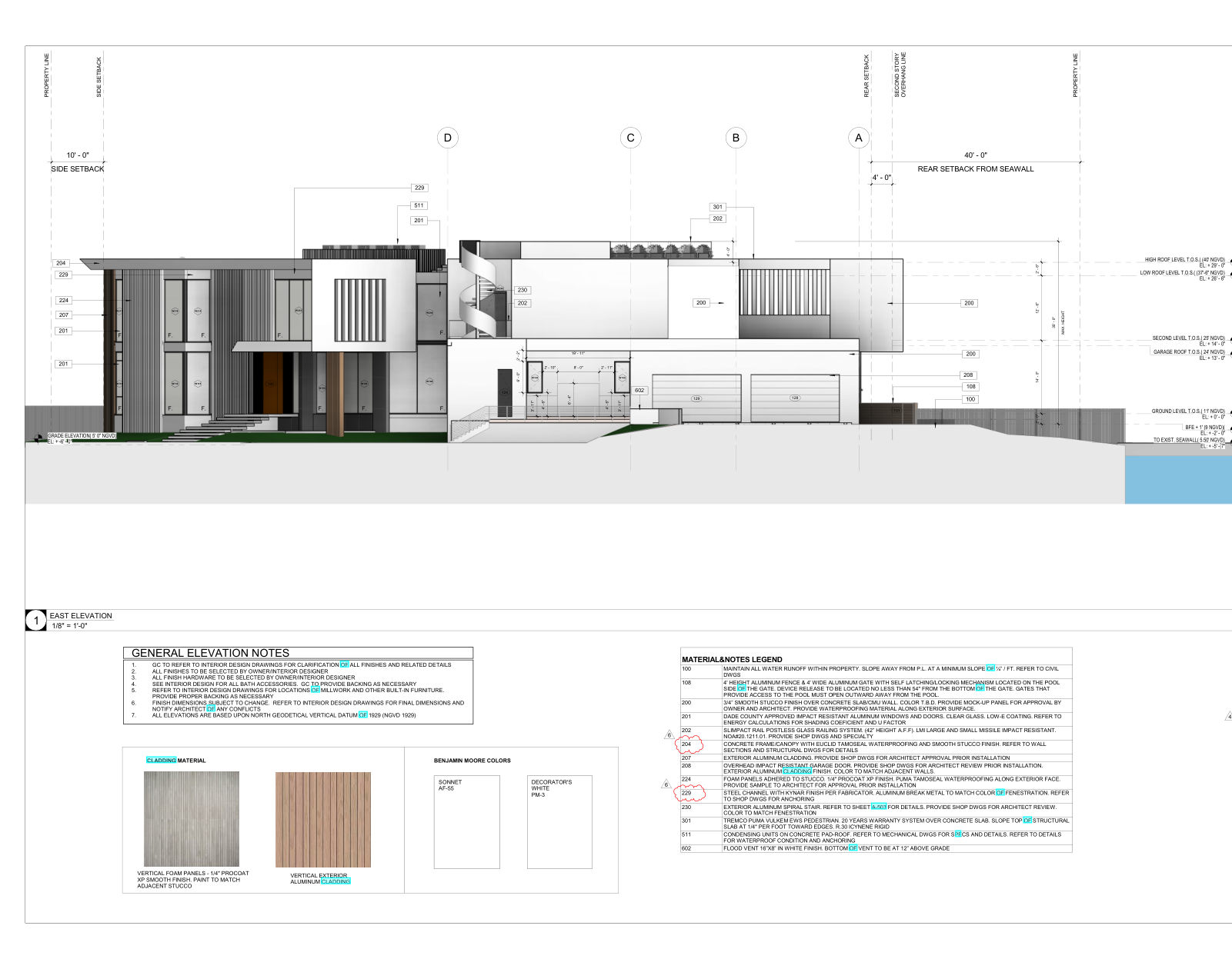 East elevation, rendered