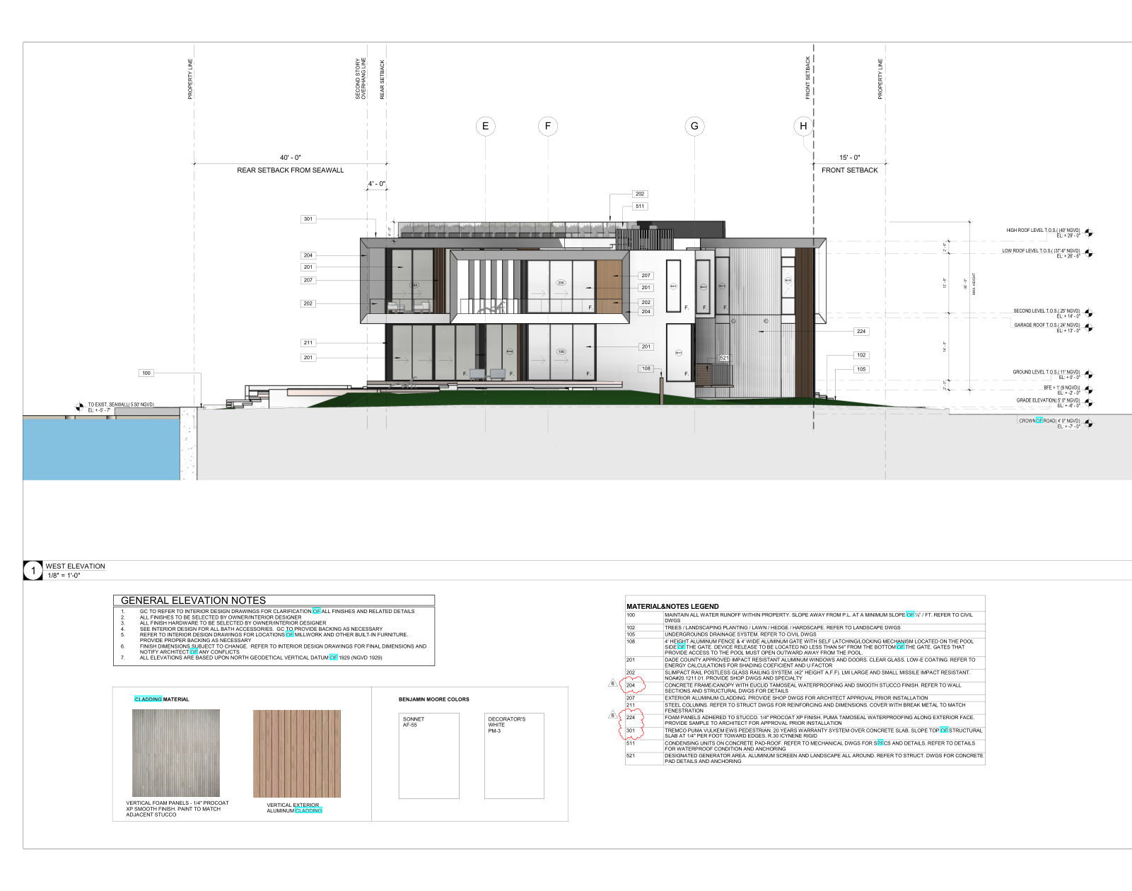 West elevation, rendered